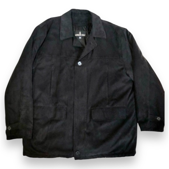 London Fog Black Zip Up Jacket Coat Wool Acrylic Blend Lining Men’s Size L - Picture 1 of 11